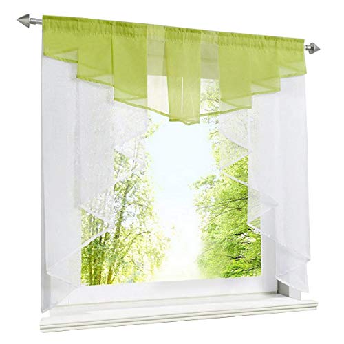 Scheibengardine Kleinfenster Rollos Tunnelzug Voile Fenstergardine mit Falten (BxH 120x145cm, grün) von BAILEY JO