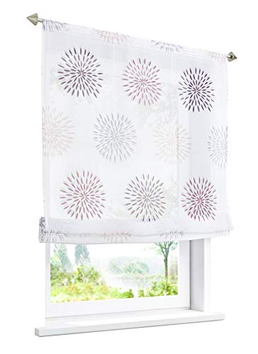 Raffrollo mit Kreis-Motiven Druck Design Rollos Voile Transparent Vorhang (BxH 100x140cm, Violett mit Tunnelzug) von BAILEY JO