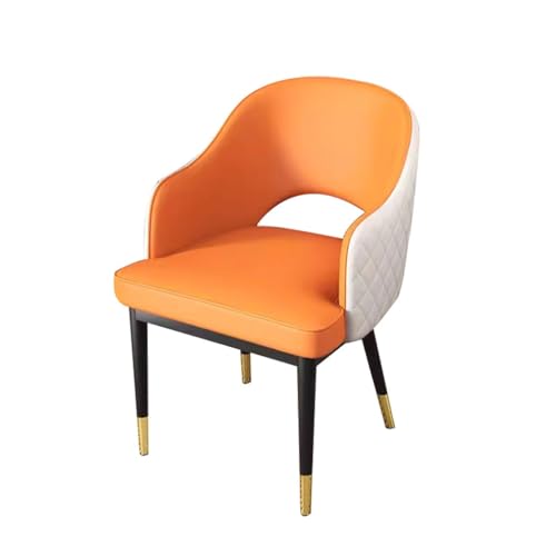 BAKULI Moderne Küchen Esszimmerstühle Sessel Aus Kunstleder Loungesessel for Wohnzimmer Theke Arbeitszimmer Stabile Metallbeine Aus Karbonstahl(Orange+White) von BAKULI