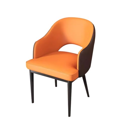 BAKULI Sessel Aus Kunstleder Esszimmerstühle for Die Küche Loungesessel for Wohnzimmer Theke Arbeitszimmer Stabile Metallbeine Aus Kohlenstoffstahl(Orange+Brown) von BAKULI