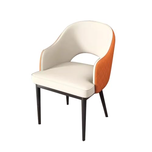 BAKULI Sessel Aus Kunstleder Esszimmerstühle for Die Küche Loungesessel for Wohnzimmer Theke Arbeitszimmer Stabile Metallbeine Aus Kohlenstoffstahl(White+Orange) von BAKULI