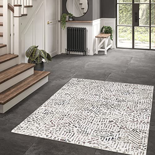 Teppich, zeitgenössisches Design mit abstraktem Druck, Innenteppich für das Wohnzimmer - Schlafzimmer, Abstraktes Patchwork, Maschinengewebt 100% Polyester, 200x290 cm, Braun von BALTA