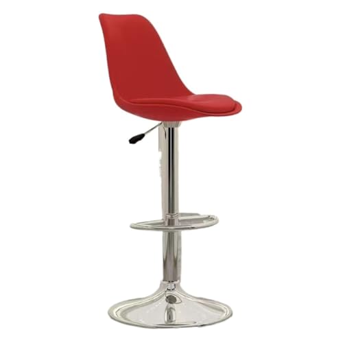 BAOSHUPINGY Bar StüHle Barstuhl, Moderner, Minimalistischer Rezeptionsstuhl, Drehbarer Kunststoffstuhl, Nach Hause, Hoher Hocker, Barstuhl, Rückenlehne Bar Chair (Color : Red, Size : A) von BAOSHUPINGY