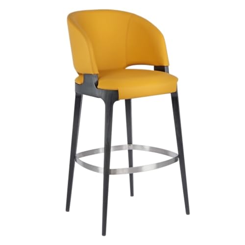 BAOSHUPINGY Bar StüHle Barstuhl Aus Echtem Leder, Home-Island-Stuhl, Moderner, Schlichter Rückenlehnenstuhl, Italienischer Minimalistischer Barhocker Bar Chair (Color : Yellow, Size : A) von BAOSHUPINGY