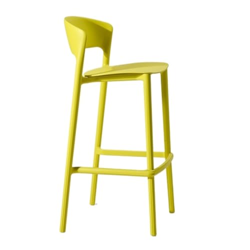 BAOSHUPINGY Bar StüHle Einfache Barstühle, Barstühle Mit Kunststoffrückenlehne, Stapelbare Hohe Hocker for Die Rezeption, Leichte Luxus-Barstühle Bar Chair (Color : Yellow, Size : A) von BAOSHUPINGY