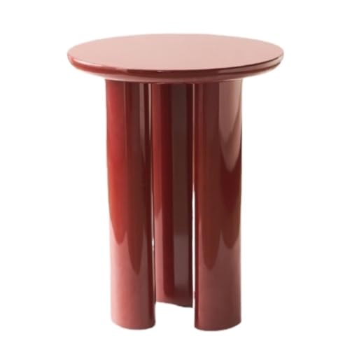 BAOSHUPINGY Kleine Tische Runder Couchtisch, Modern, for Kleine Wohnungen, Leicht, Luxuriös, Sofa, Ecktisch, Beweglich, Kein Einfacher Beistelltisch Tisch Klein(Color:Red) von BAOSHUPINGY