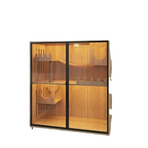 Katzenvilla Katzenvilla, Katzennest aus Holz, Luxuskäfig, Heim-Innenschrank, Nest, Massivholzvitrine, Katzenklettergerüst Katzenhaus(Size:8) von BAOSHUPINGY