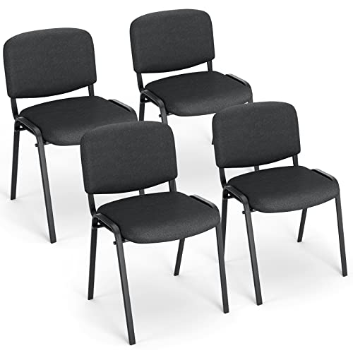 BASETBL praktisch besucherstuhl, stapelstühle, konferenzstühle, Stapelstuhl mit robustem Metallgestell und gepolsterter Rückenlehne, Unternehmenskaufstil, Vier Stühle von BASETBL