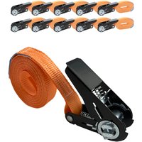 Baumarktplus - 10x Ratschen Spanngurt Spanngurte Orange 1-tlg 4m 0,8t 800kg Schwarzes Schloss von BAUMARKTPLUS