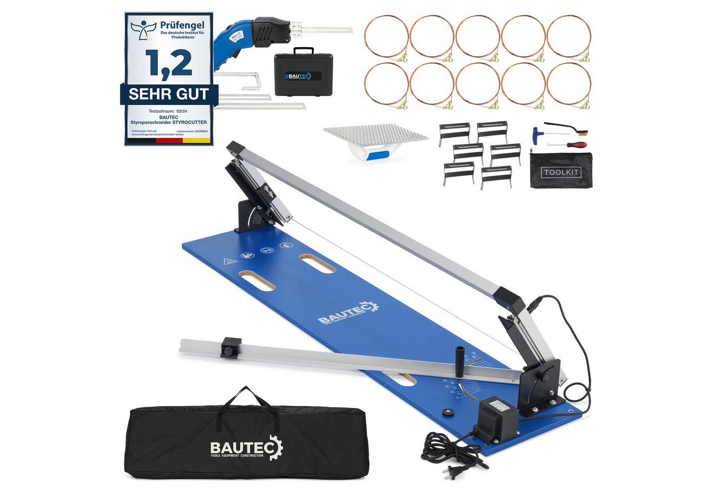 BAUTEC Heißdrahtschneider GAZELLE Modell 2 + STYROCUTTER 250W (Dauerbetrieb) » Premium-Set, Kombi-Set von BAUTEC