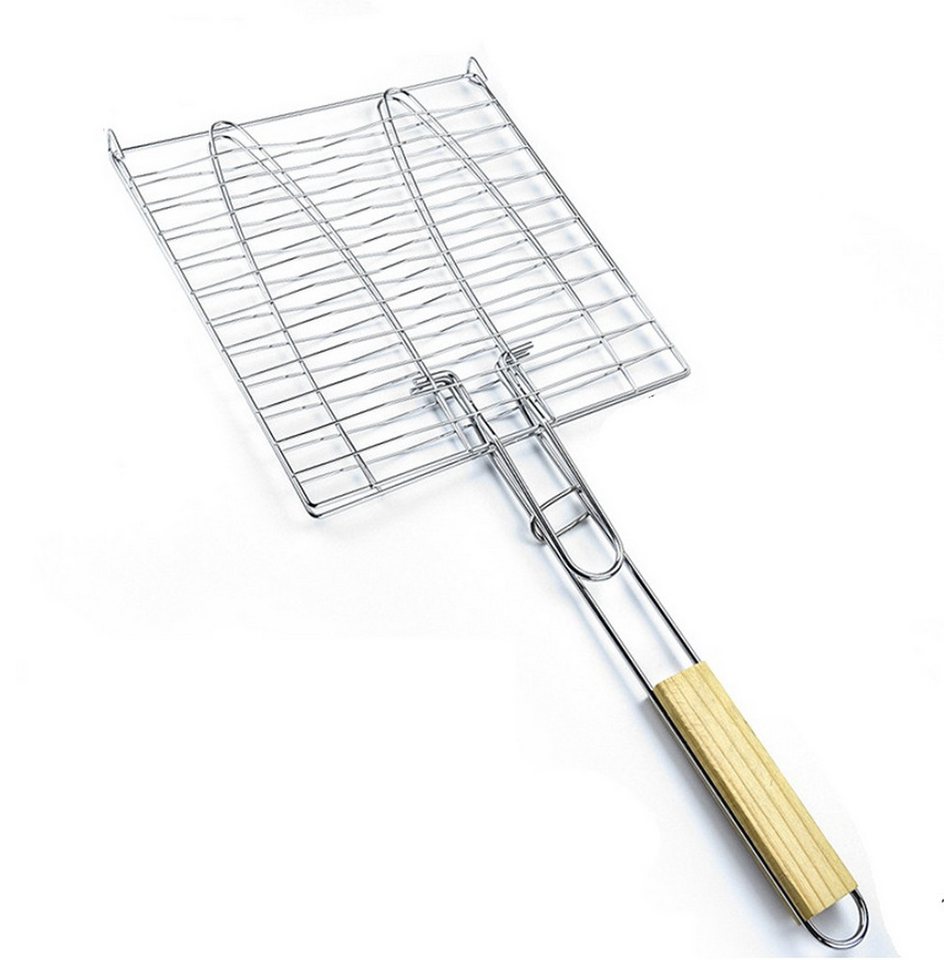 BAYLI Grillspieß Fischbräter für 2 Fische, 23,5 x 23,5 cm Fischgriller für Grill mit von BAYLI