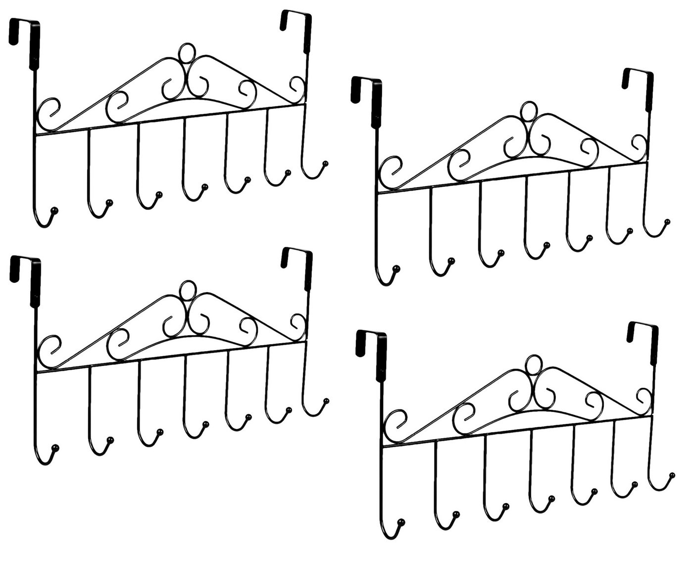 BAYLI Türgarderobe 4er Pack Türgarderobe zum Einhängen - 42,5 cm - Handtuchhalter schwarz von BAYLI