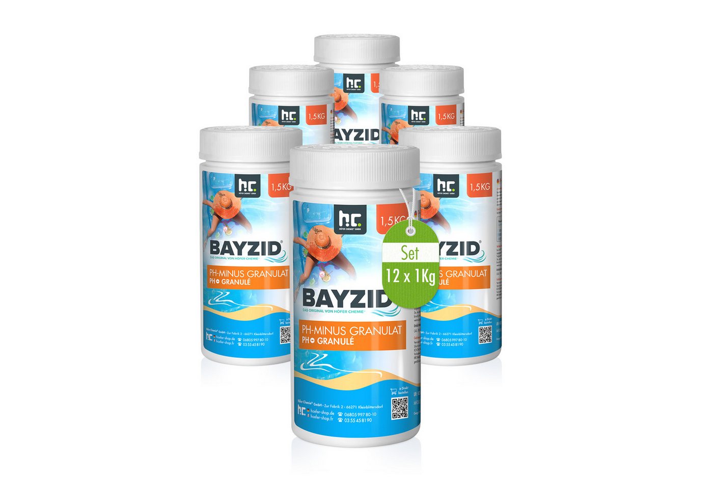BAYZID Poolpflege 12x 1,5 kg BAYZID® pH Minus Granulat für den Pool von BAYZID