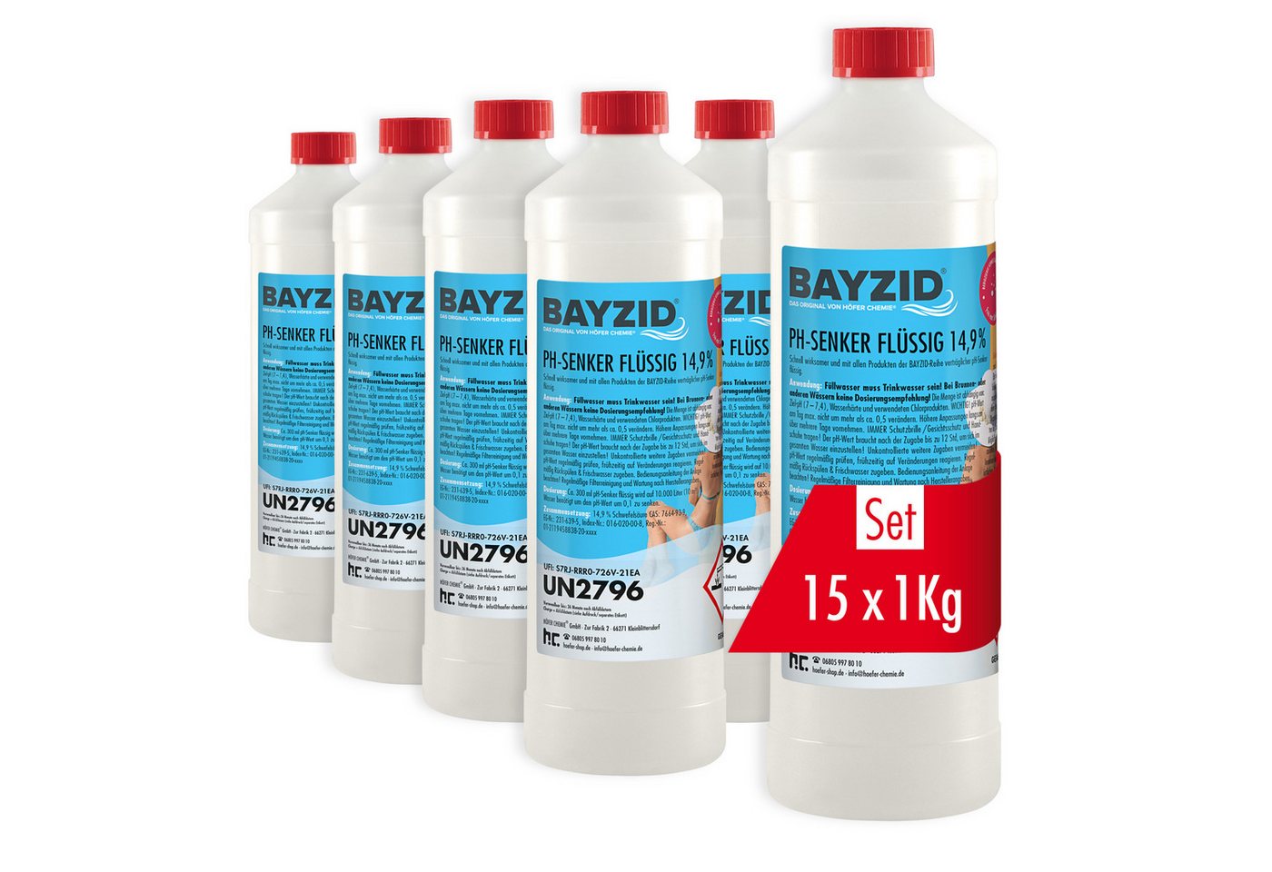 BAYZID Poolpflege 15x 1 kg BAYZID® pH Minus flüssig 14,9% von BAYZID