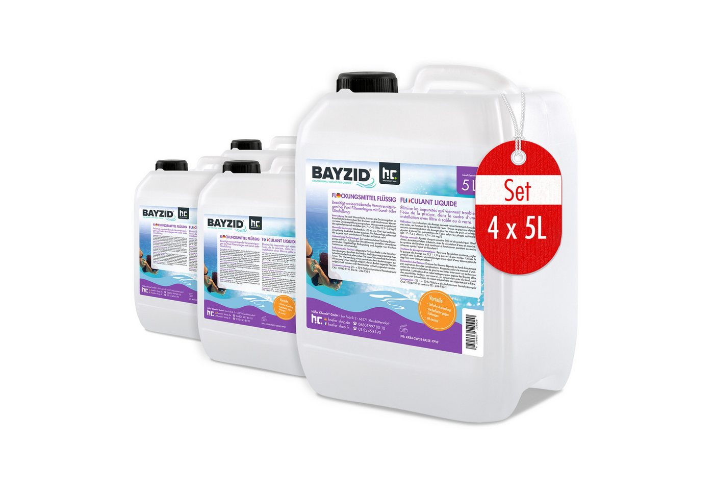 BAYZID Poolpflege 4x 5 L BAYZID® Flockungsmittel flüssig für Pools von BAYZID