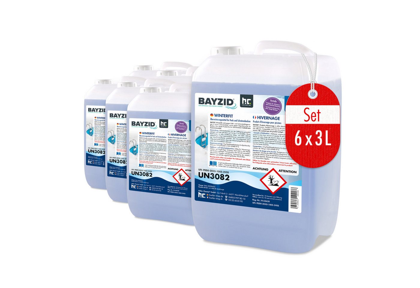 BAYZID Poolpflege 6x 3 L BAYZID® Winterfit Überwinterungsmittel von BAYZID