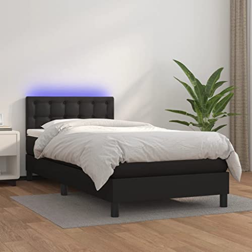 BAZZI Boxspringbett 100 x 200 cm mit Matratze und Led Bett Komplett Polsterbett 100 x 200 cm mit Matratze Schlafzimmerbett Doppelbett Komplett Schwarz-18 Bett mit Lattenrost Jugendbett Kunstleder BAZZI Boxspringbett 100 x 200 cm mit Matratze und Led Bett Komplett Polsterbett 100 x 200 cm mit Matratze Schlafzimmerbett Doppelbett Komplett Schwarz-18 Bett mit Lattenrost Jugendbett Kunstleder von BAZZI