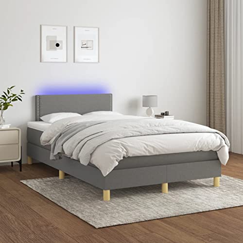 BAZZI Boxspringbett 120 x 200 mit Matratze und LED Polsterbett 120 x 200 Mit Matratze Bett 120 x 200 mit matratze Boxspringbett led Polsterbett mit Kopfteil Stoff-Dunkelgrau-120 x 200 cm- 6 von BAZZI