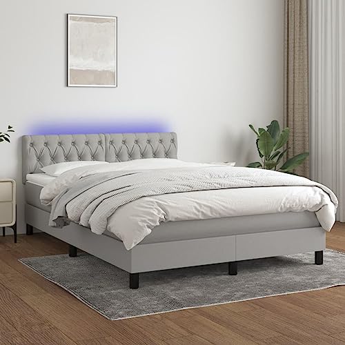 BAZZI Boxspringbett 140 x 200 mit Matratze und Led Polsterbett 140 x 200 Mit Matratze Bett 140 x 200 mit matratzeBett Komplett led Bett Doppelbett 140 x 200 Stoff-Hellgrau-140 x 200 cm- 1 von BAZZI