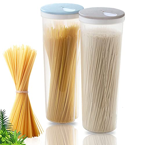 BBAOO Spaghetti Aufbewahrung, 2 Stücke Vorratsgläser mit Deckel, Spaghetti Dose, Aufbewahrungsbox Küche, Zur Aufbewahrung Von Nudeln, Snacks, Nüssen, Getreide (Khaki, Blau) 28 X 10CM von BBAOO