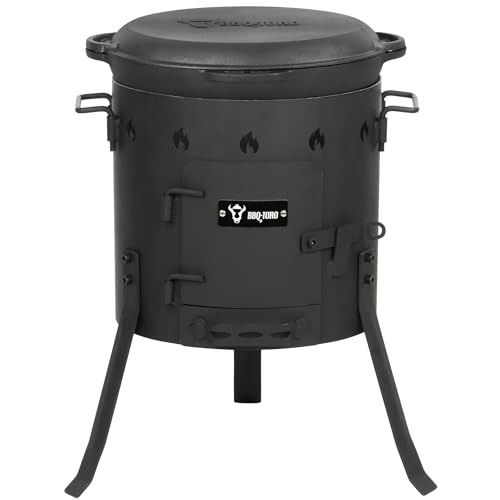 BBQ-Toro Gusseisen Kazan mit Kazan Ofen Ø 35 cm | 12,1 L Gusstopf mit Deckel, Gusseisentopf | Gulaschkessel, Feuerkessel, Outdoor Ofen | Feuer-Ofen, Eintopfofen, Feuerstelle, Außenküche, Utschak von BBQ-Toro