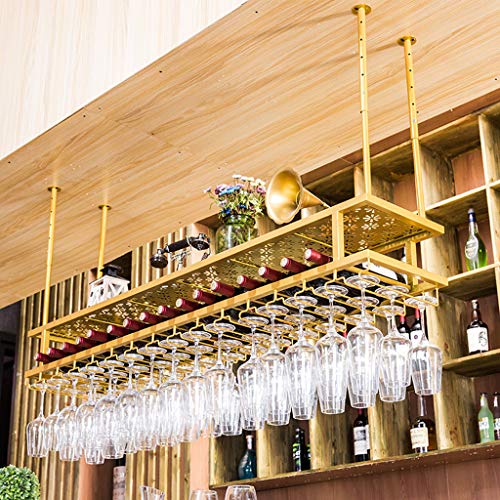 BBXSD Weinglasregal - Deckenhängeregale, Flaschenhalter, Glasregal, Retro-Dekor, wandmontiertes Weinglasregal, Wohnzimmer-Barniture, Gold (100 cm) von BBXSD