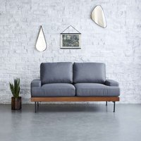 Graues 2-Sitzer-Sofa mit Walnuss-Finish von BDBD