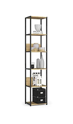 BDW | Loft 40 cm Bücherregal | Moderner Schrank | Bücher Regal | 6 Einlegeböden | Funktional | Robust | Stabil | Leicht zu montieren | 24 Monate Garantie (Schwarz/Eiche Artisan) von BDW