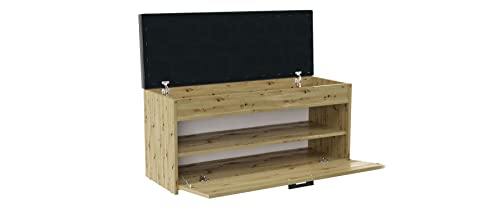 BDW Schuhschrank Schuhbank mit Sitzfläche Schuhregal, Schuhkipper, 100x35x49cm - Flur, Wohnzimmer, Schlafzimmer, perfekte Lösung bei Platzmangel für Schuhe (Eiche Artisan) von BDW