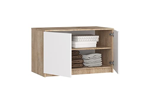 BDW Stylish S90 2D 2SZ CLP Kleiderschrank-Organizer - Zwei Einlegeböden - Schubladen für die Innenseite des Kleiderschranks - Kleiderschrank Innenaufbewahrung - 90x55x51 cm - Eiche Sonoma/Weiss von BDW