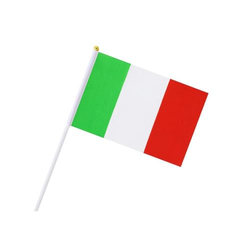 Italienische Flagge 50pcs 5.5x8.3in Mini Hand Waving Flag Football Polyester Schreibtisch Italienische Flaggen auf Sticks Amme für Sportparty -Dekoration, Amme Flaggen von BEAHING