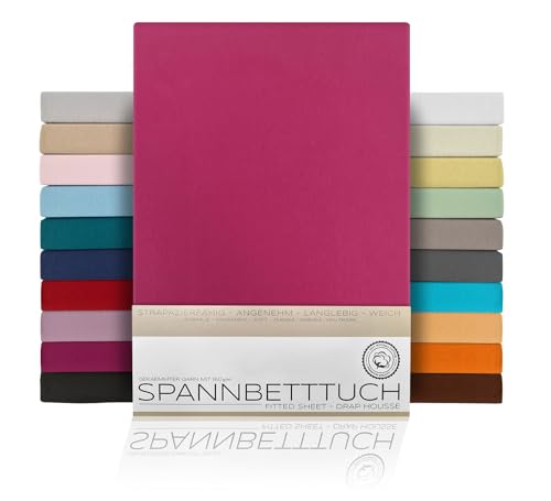 BEAUTEX Spannbetttuch Bettlaken aus Baumwolle, Premium Jersey Stoff 160g/m², Größe und Farbe wählbar (Standard - 140x200x30 cm, Bordeaux) von BEAUTEX