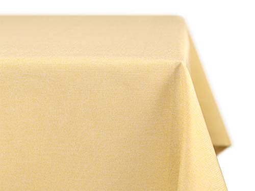 BEAUTEX fleckenabweisende und bügelfreie Tischdecke - Tischtuch mit Lotuseffekt - Tischwäsche in Leinenoptik - Größe und Farbe wählbar, Oval 160x260 cm, Hellgelb von BEAUTEX