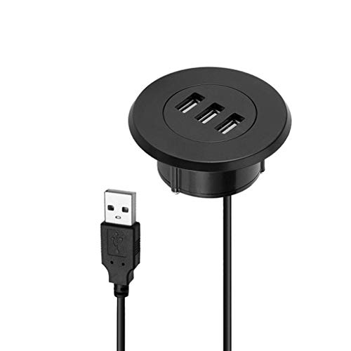 USB-2.0-Splitter mit 3 Anschlüssen, 5 cm, Hub-Verbindung, Handys, Tablet, geeignet für Büro, Zuhause, Schreibtisch, Loch, ≤ 5 cm Tülle, USB-Hub-Ladestation, Desktop-Stromtülle, USB-C-Ladegerät, 5,1 cm von BEBIKR