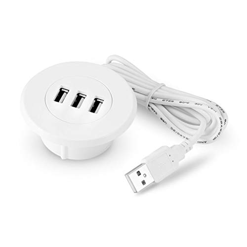 USB-2.0-Splitter mit 3 Anschlüssen, 5 cm, Hub-Verbindung, Handys, Tablet, geeignet für Büro, Zuhause, Schreibtisch, Loch, ≤ 5 cm Tülle, USB-Hub-Ladestation, Desktop-Stromtülle, USB-C-Ladegerät, 5,1 cm von BEBIKR