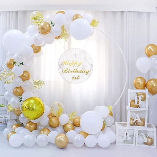 BEEGMA Ballonbogen, Traubogen Hochzeit 100-260cm Luftballon Bogen Romantisch Hochzeitsbogen Stehen Robust Stabiles Wiederverwendbar (Color : White, Size : 120cm(3.9ft)) von BEEGMA