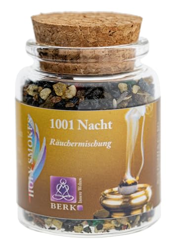 1001 Nacht - Harzmischungen - Berk Räucherwerk Mischung in Flashen Duftende Hölzer, Kräuter, Blüten zum Räuchern auf Sieb und Holzkohle Naturreine Räucherstoffe für Entspannung, Reinigung von BEEMEN