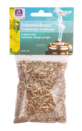 Johanniskraut 25g - Berk Räucherwerk Duftende Hölzer, Kräuter, Blüten zum Räuchern auf Sieb und Holzkohle Naturreine Räucherstoffe für Entspannung, Reinigung von BEEMEN