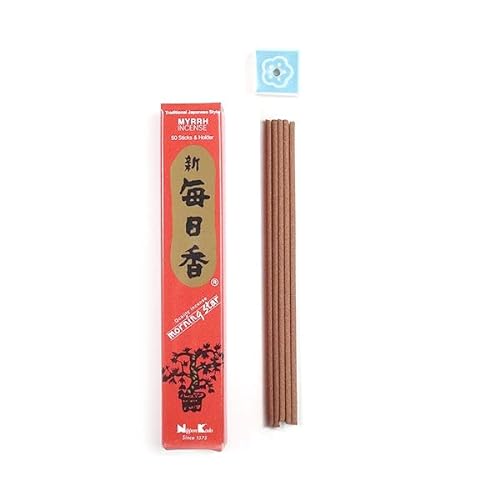 Japanische Räucherstäbchen 50 Stück Nippon Kodo Morning Star Incense Sticks Rauchstäbchen aus Japan aus Natürlichen Stoffen ohne Chemie für Entspannung und Meditation (Myrrhe) von BEEMEN