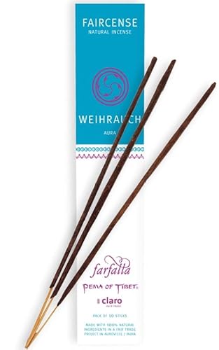 Farfalla Premium Bio Räucherstäbchen aus Tibet 10 Stück Natürliche Inhaltsstoffe Handgerollte Räucherwerke Faircense Incense Raumduft Indische Tratdition mit Bambusstab von BEEMEN