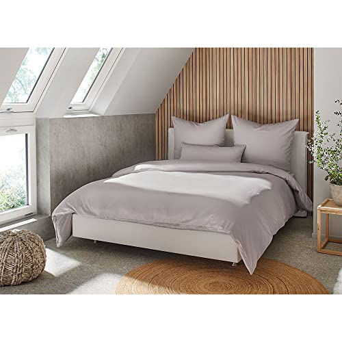 BEFA NATUR Made in Germany Bettwäsche 200x200 Set aus Baumwoll-Satin | Bettbezug 200x200 cm + 2 Kissenbezüge 80x80 cm, Oeko-Tex 100, Allergiker geeignet - Creme von BEFA NATUR