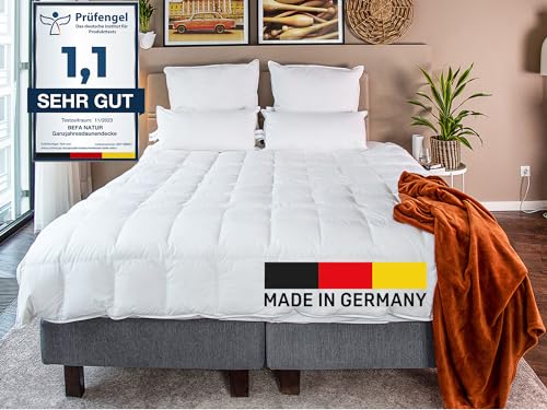 BEFA NATUR Made in Germany Daunenbettdecke 155x220 cm, Bettdecke aus Daunen, Sommerdecke, Allergiker geeignet (nomite), Öko-Tex 100 Klasse 1 Zertifiziert von BEFA NATUR