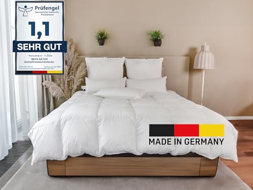 BEFA NATUR Made in Germany Daunenbettdecke 200x200 cm, Bettdecke aus Daunen für alle Jahreszeiten, Allergiker geeignet (nomite), Öko-Tex 100 Klasse 1 Zertifiziert von BEFA NATUR