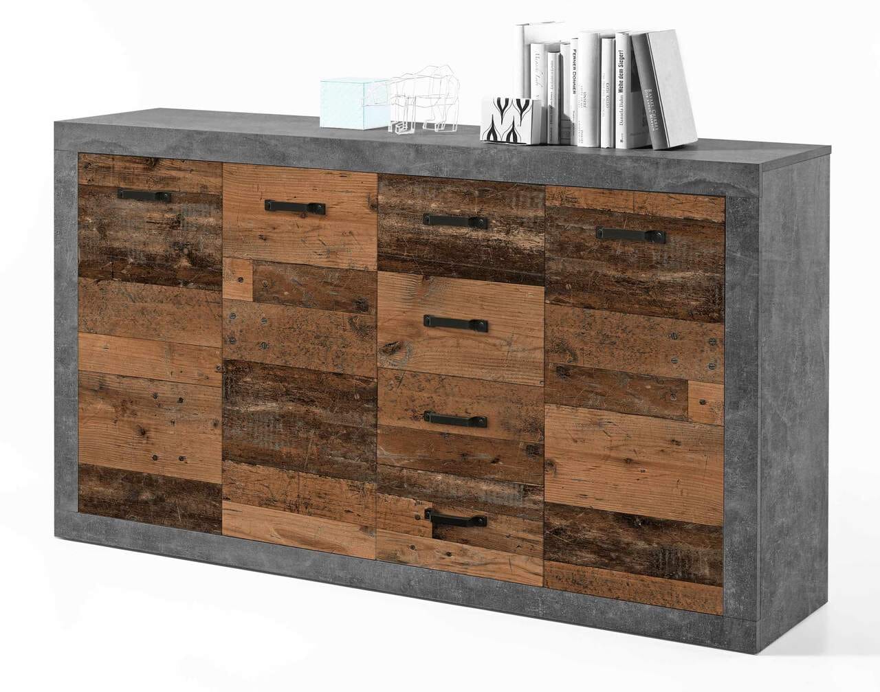 Sideboard Kommode INDIANA 3 Front Old Wood Vintage und Betonoptik Sideboard Kommode INDIANA 3 Front Old Wood Vintage und Betonoptik von BEGA