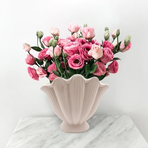 BEIJIALY Muschelförmige Vase für Wohnzimmerdekoration, Keramikvasen für Dekoration, Keramikvase, Dekorative Vase, Boho-Vase, Einzigartige Blumenvase für Tischdekoration, Kamin, Regal(Schale 2) von BEIJIALY