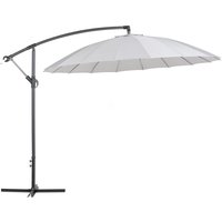 Beliani - Ampelschirm Hellgrau Polyester Stahl ⌀ 268 cm Kurbelmechanismus Garten Terrasse Beliani - Ampelschirm Hellgrau Polyester Stahl ⌀ 268 cm Kurbelmechanismus Garten Terrasse von BELIANI