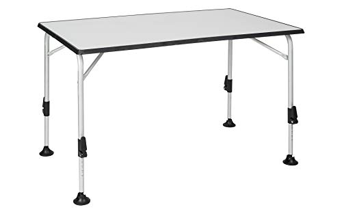 BERGER praktisch Ivalo 2 Campingtisch - Klapptisch höhenverstellbar 115x70cm Alu klappbar Camping Tisch Gartentisch klappbar - Falttisch Esstisch Balkon Garten Terrasse - grau von BERGER