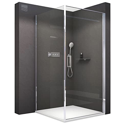 BERNSTEIN® Duschkabine 80 x 80 x 195 cm mit Duschtasse & Mepa BW-5 ESG-Glas Duschabtrennung EX416S mit Nano, Eck-Dusche mit Hebe-Senk-Mechanismus flexible Montage der Drehtür von BERNSTEIN