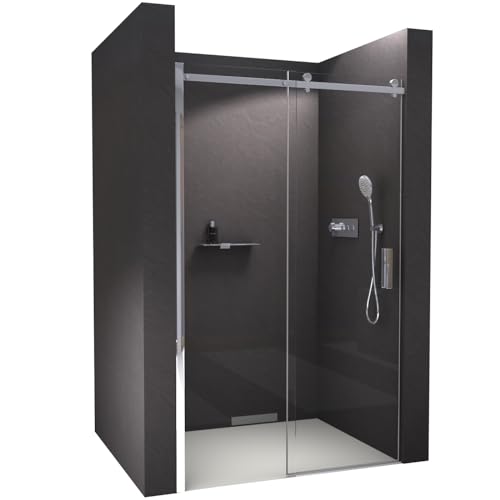 BERNSTEIN Nischendusche mit Schiebetür 100cm Duschabtrennung NT806 FLEX 6mm ESG-Glas Klarglas Nano beschichtete Duschwand Echtglas-Dusche, Profilfarbe Chrom von BERNSTEIN