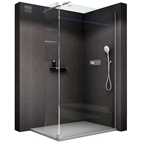 BERNSTEIN Duschwand 90x200 cm ESG Glas 8mm Walk-In Duschabtrennung NT109 Klarglas mit Spritzschutz Glas-Duschwand Dusche Duschtrennwand von BERNSTEIN